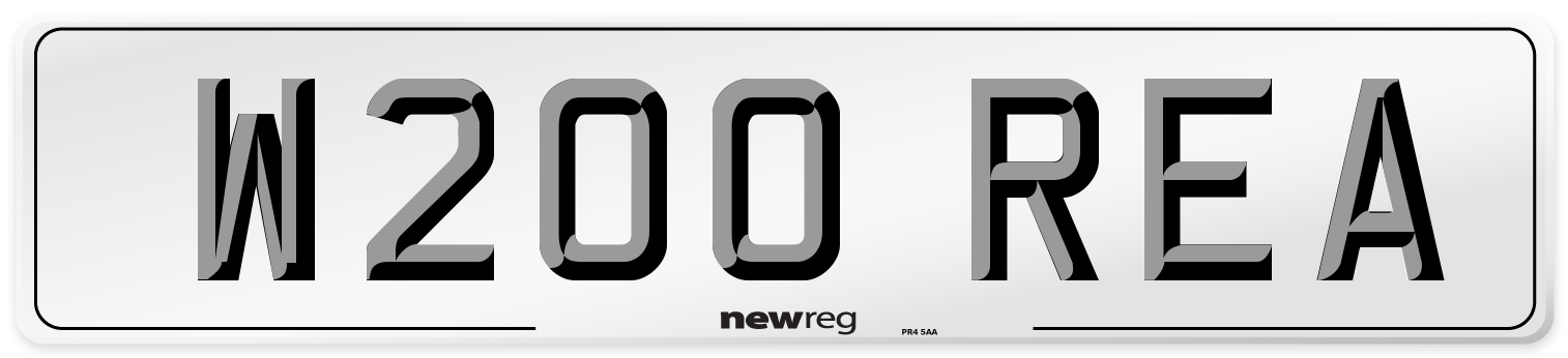W200 REA Number Plate from New Reg